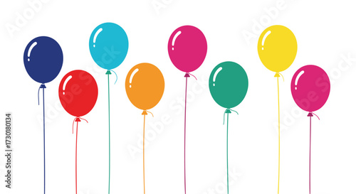 A vibrant collection of colorful balloons floating cheerfully against a clean white background.
