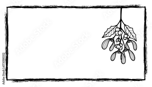 Hanging Mistletoe in a Grunge Frame Illustration