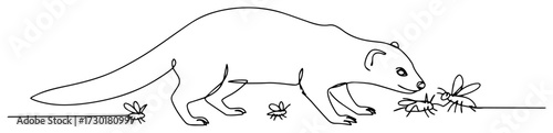 One Line Art of a Mongoose with Mosquitoes