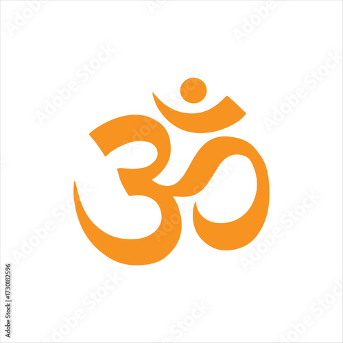 Minimal Om Symbol Vector – Sacred Hindu Icon for Meditation, Yoga, Spirituality, and Mindfulness in Orange Color