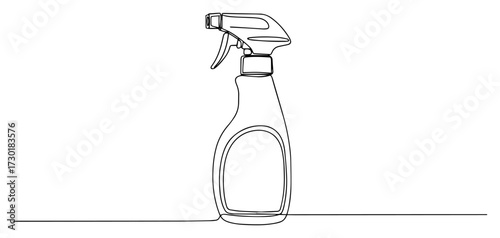 Continuous Line Drawing of a Cleaning Spray Bottle