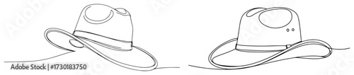 Single Continuous Line Drawing of Two Classic Cowboy Hats