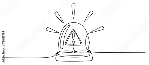 One Continuous Line Drawing of a Flashing Emergency Siren Light