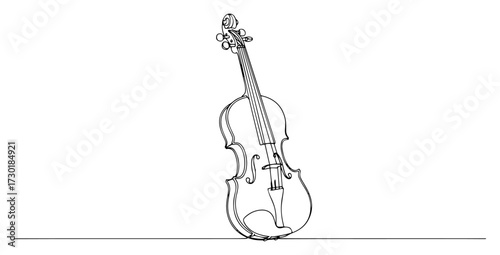 Classical Violin Musical Instrument Drawn in a Continuous Line