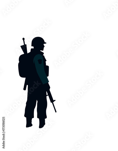 Soldier Silhouette Military Personnel Figure Army Helmet Rifle Backpack