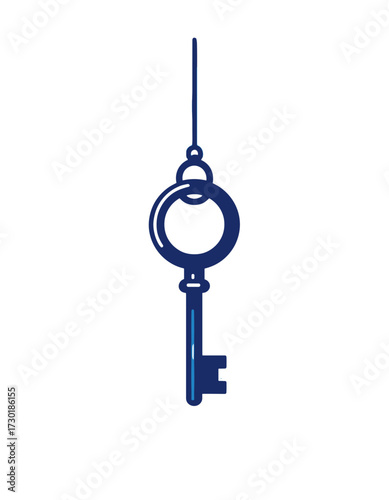 Blue Old Key Hanging Antique Vintage House Entrance Security