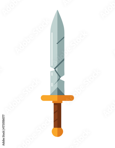 Broken Sword Ancient Knight Weapon Damaged Blade Game Asset Isolated