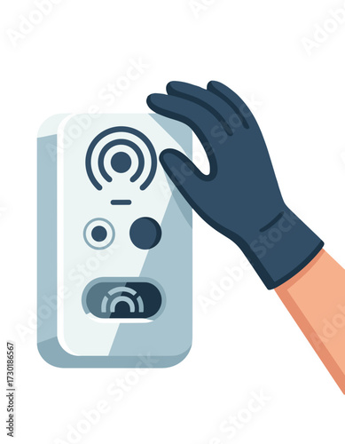 Gloved Hand Disarming Security System Alarm Device Protection Service