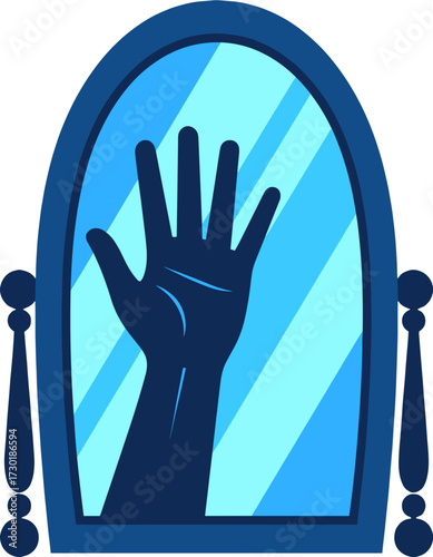 Hand Reaching Out Mirror Reflection Concept Design