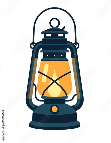 Vintage Kerosene Lantern Oil Light Flat Graphic Camping