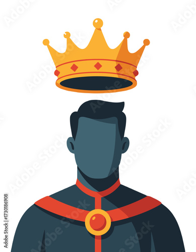 King Emperor Ruler Royal Figure Gold Crown Leadership Illustration
