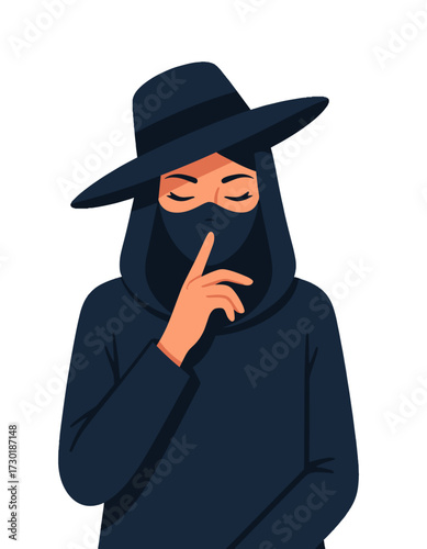 Secret Agent Mystery Spy Hacker Shhh Avatar Illustration