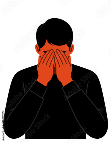 Man Covering Face With Hands Denial Stress Pressure Concept