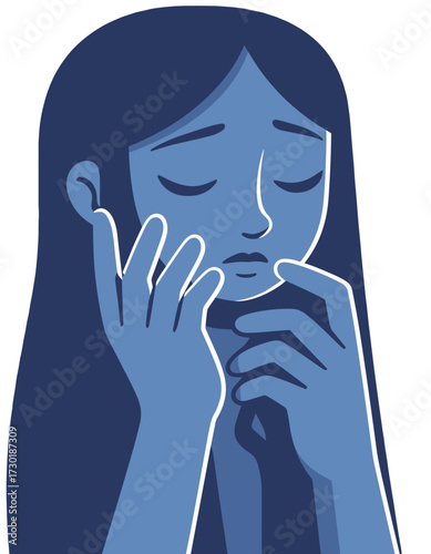 Sad Thoughtful Young Woman Melancholy Depression Unhappy Upset Face Girl Portrait