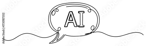 Artificial Intelligence Chat Concept in a Speech Bubble One Line Drawing