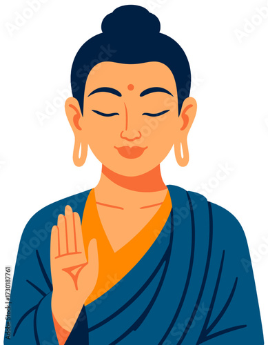 Serene Buddha Flat Design Meditation Practice Spiritual Harmony Vector