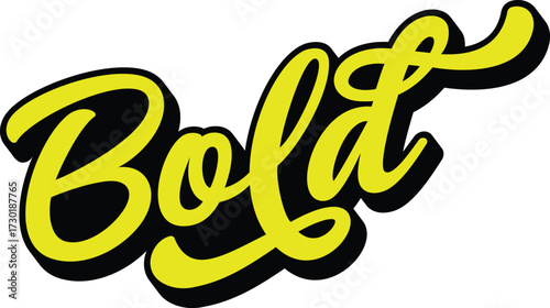 Bold retro groovy 3D script lettering with bold black shadow sticker