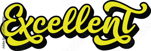 Excellent retro groovy 3D script lettering with bold black shadow sticker