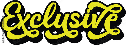 Exclusive retro groovy 3D script lettering with bold black shadow sticker
