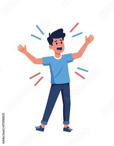 Scared Man Screaming Illustration Frightened Person Panic Attack Concept