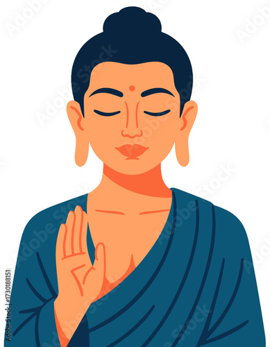 Calm Buddha Spiritual Face Hand Meditating Pose Mindfulness Concept