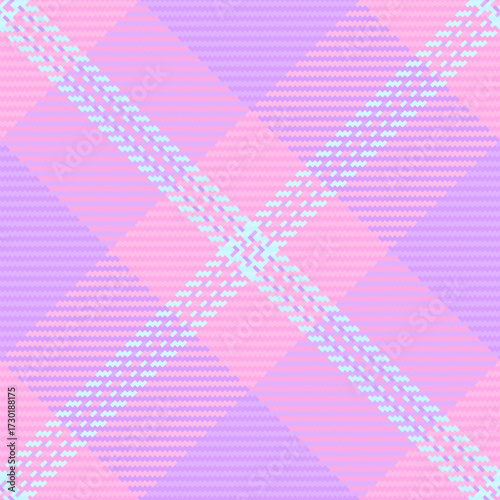 Pyjamas tartan seamless plaid, picnic blanket textile fabric background. Folklore pattern texture vector check in light and violet colors.