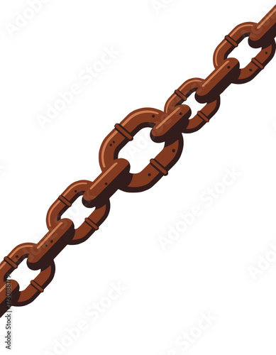 Rusty Brown Metal Chain Fragment Industrial Element