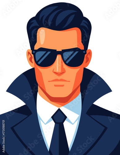 Secret Agent Man Sunglasses Portrait Cool Spy Detective Character
