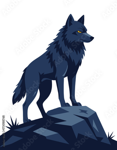 Strong Wolf Staring Mountain Side Wild Hunter Logo