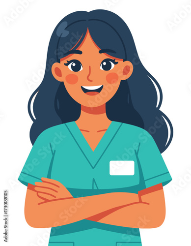 Smiling Medical Nurse Doctor Character Isolated Avatar