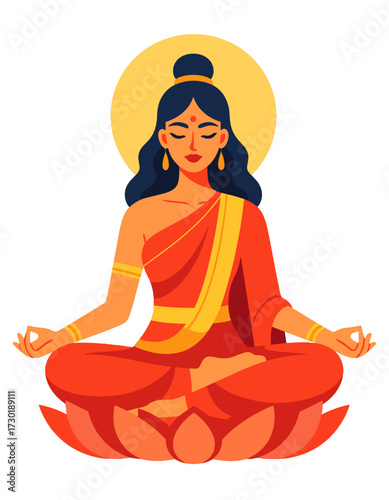 Meditating Woman Lotus Pose Yoga Spiritual Peace Mind