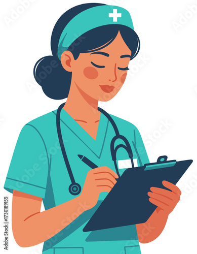 Nurse Writing Chart Medical Professional Healthcare Worker
