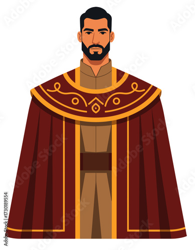 Bearded Man Royal Robe Ruler Emperor Sultan Male Character