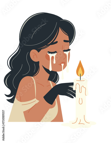 Crying Woman Candlelight Grief Sadness Regret Melancholy