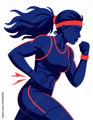 Female Runner Experiencing Lower Back Pain Sport Injury Minimal Flat