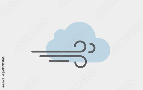 A simple weather icon depicting a light blue cloud with wind blowing from the left.