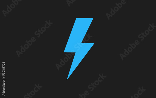 A bright blue lightning bolt symbol set against a plain black background.