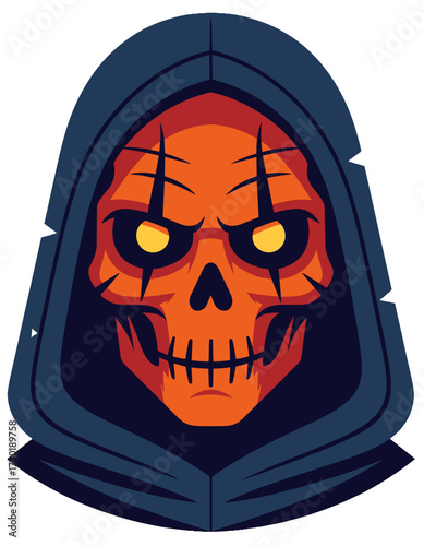 Grim Reaper Skull Halloween Mascot Character Hooded Figure