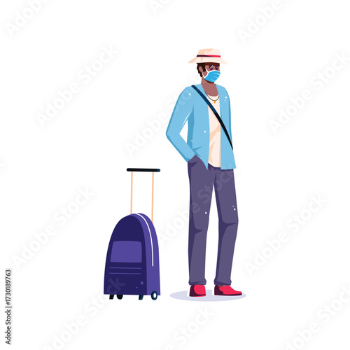 Traveler Man with Suitcase Illustration
