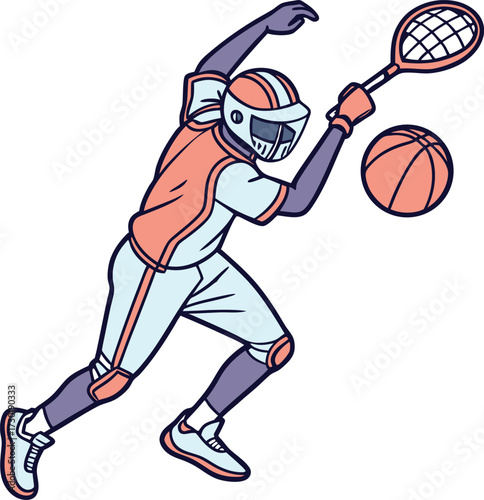 Dynamic squash player in action, ready to strike the ball with power and precision, perfect for sports, fitness, and active lifestyle content, originally a vector graphic