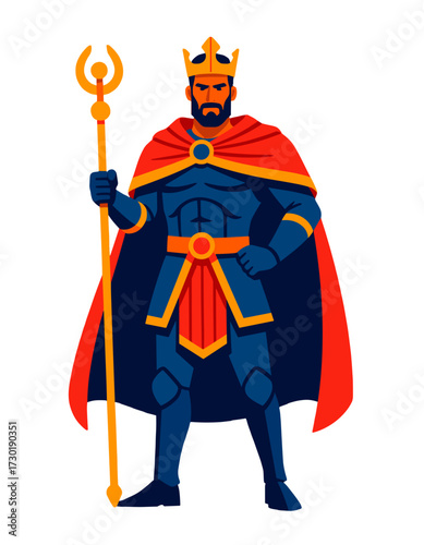 Regal King Character Design Powerful Monarch Ruler Royal Figure Mascot