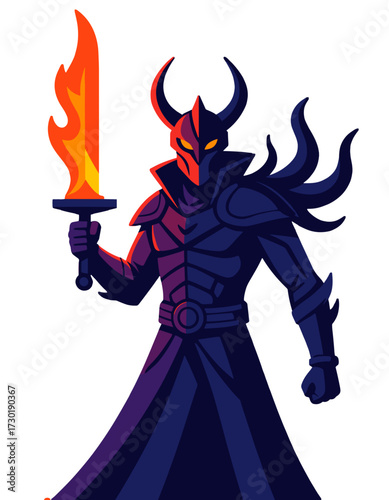 Dark Knight Mage Fiery Sword Esport Mascot Design