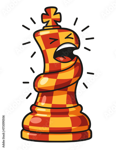 Cartoon Chess King Figure Screaming Emotionally Character Design
