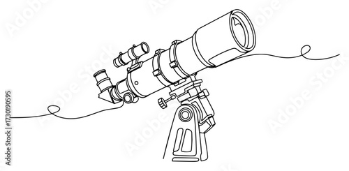 Single Continuous Line Drawing of a Telescope for Astronomy