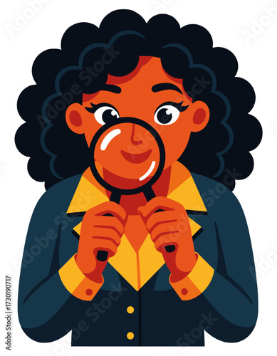 Woman Magnifying Glass Research Detective Investigation Discovery Solution