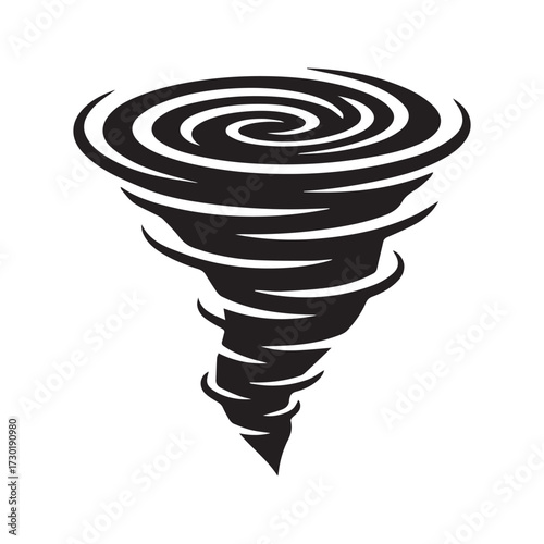 Tornado Vector Icon. Stylized Black Whirlwind Silhouette. Storm and Cyclone Weather Symbol.

