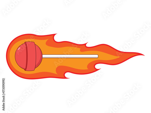 Vector illustration of a candy with fire elements surrounding it