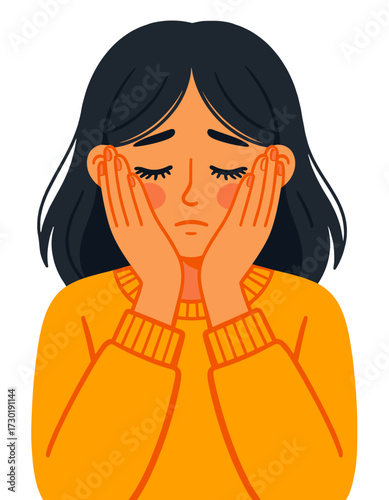 Sad Unhappy Stressed Woman Feeling Anguish Despair Mental Health Problem