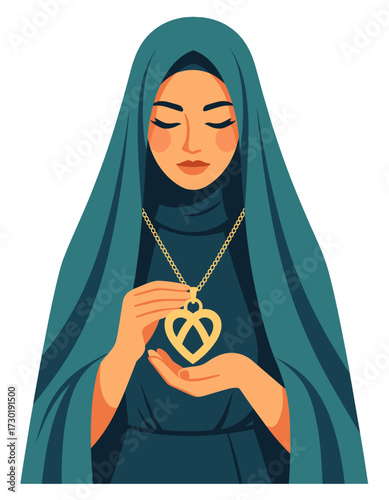 Islamic Woman Character Praying Spirituality Muslim Culture Artwork