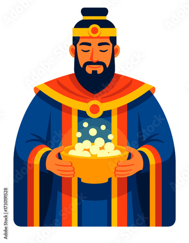 Wise Man Presenting Frankincense Gold Myrrh Medieval King Christmas Nativity